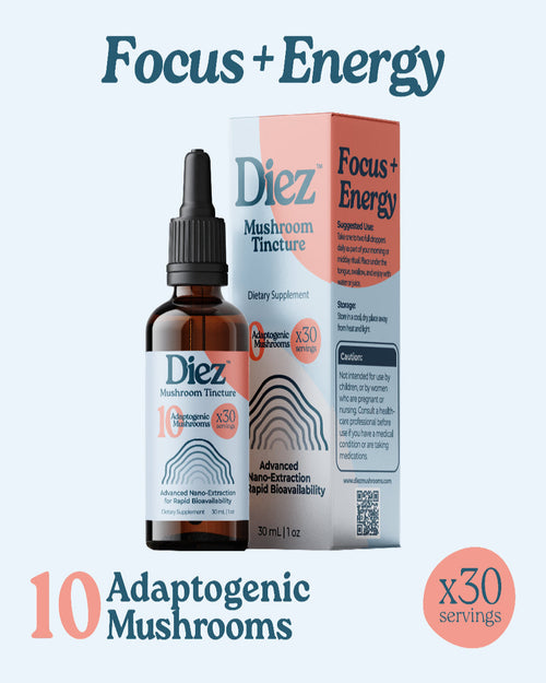DIEZ adaptogenic mushroom tincture bottle product shot