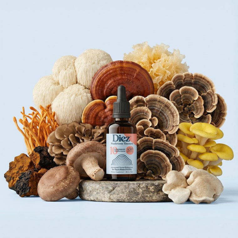 DIEZ dropper bottle with mushroom bouquet